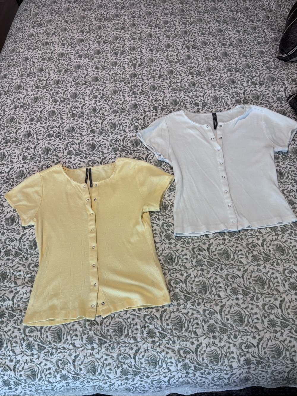 By Anthropologie short-sleeved button-front knit top